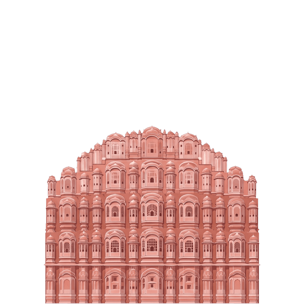Jaipur travel photo book cover, themed with the Hawa Mahal
