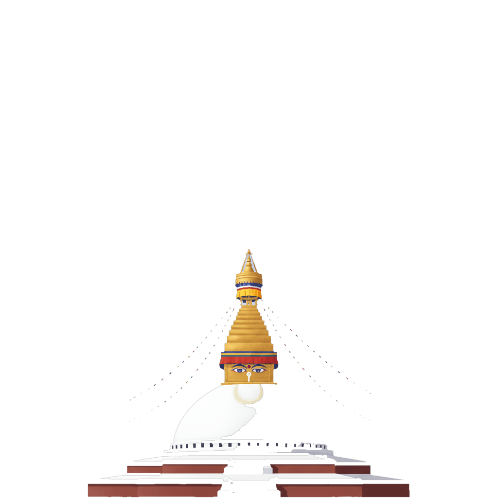 Nepal travel photo book cover, themed with the Boudhanath stupa