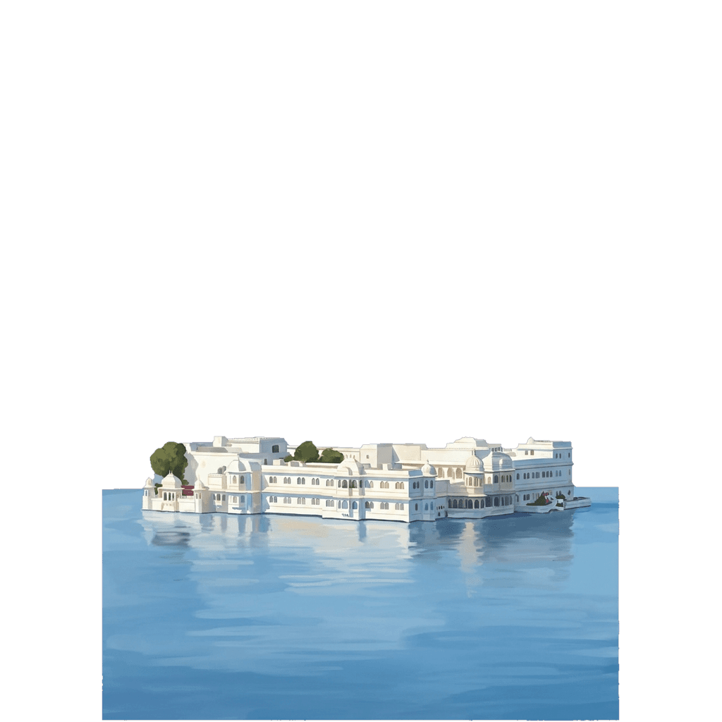 Udaipur travel photo book cover, themed with the Lake Palace
