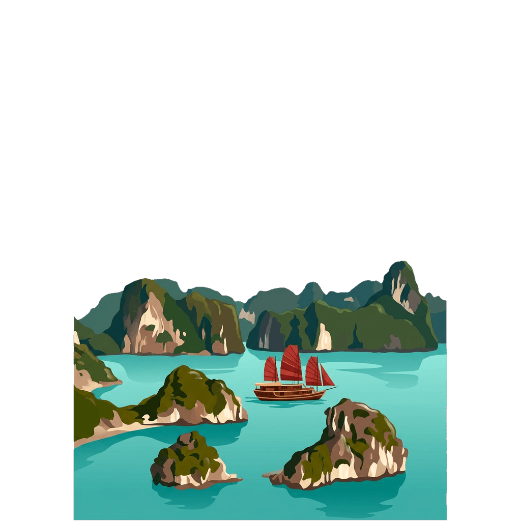 Vietnam travel photo book cover, themed with the Ha Long Bay junk boat